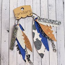 Load image into Gallery viewer, Randans fringe hoop earrings- cow print *read entire description prior to ordering*