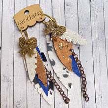 Load image into Gallery viewer, Randans fringe hoop earrings- cow print *read entire description prior to ordering*