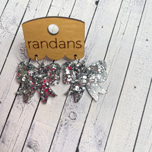 Load image into Gallery viewer, Randans resin/acrylic/wood dangle earrings- mini bows- leave color note at checkout