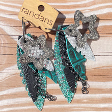 Load image into Gallery viewer, Randans fringe hoop earrings- shades of turquoise *read entire description prior to ordering*
