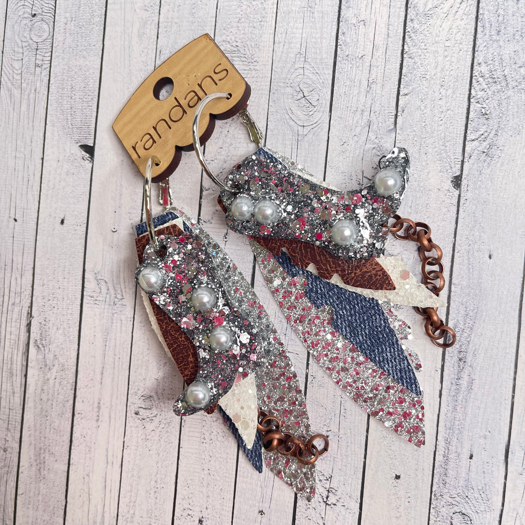 Randans fringe hoop earrings- denim boots pearls *read entire description prior to ordering*