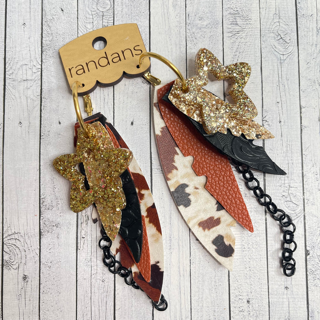 Randans fringe hoop earrings- cow print *read entire description prior to ordering*