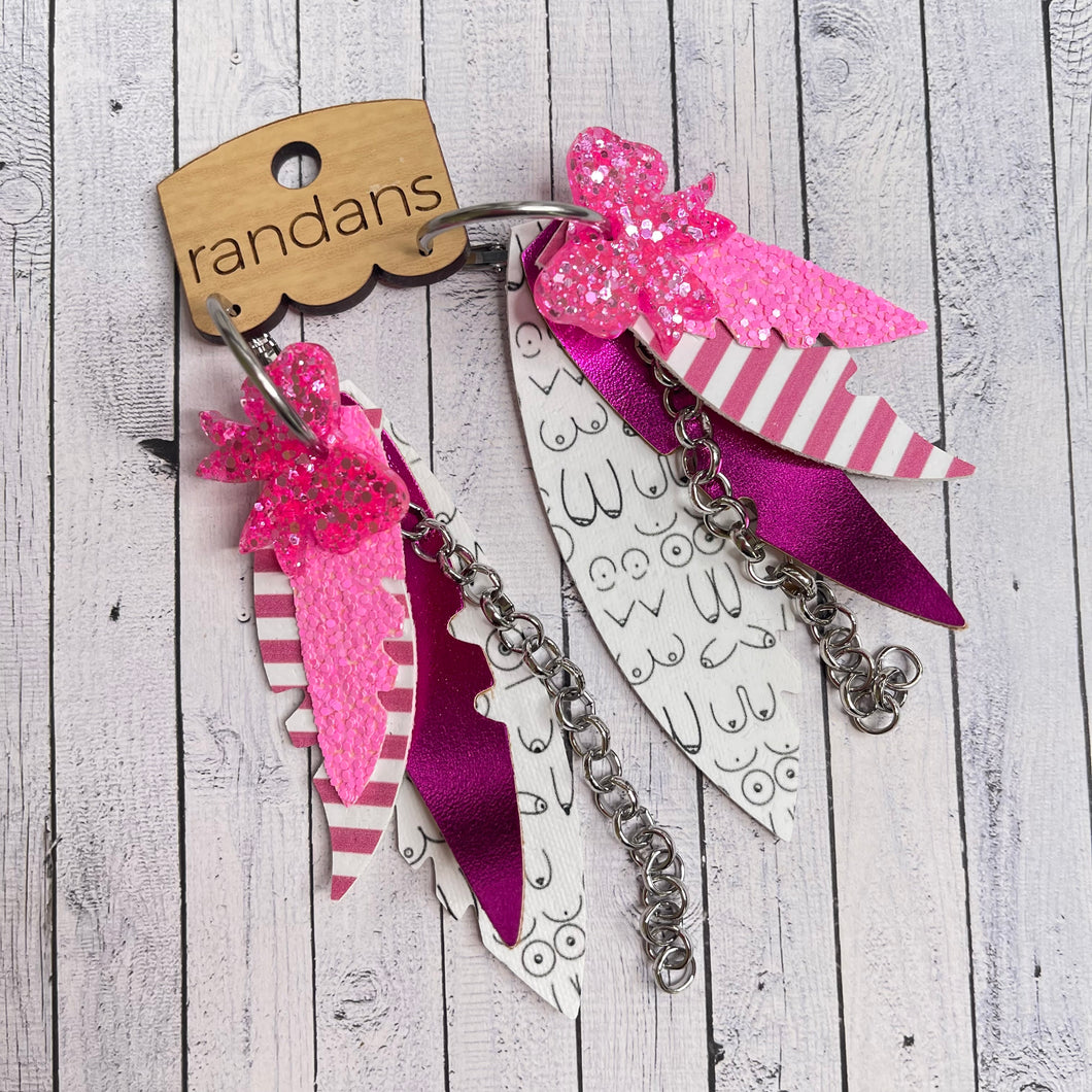 Randans fringe hoop earrings- breast cancer *read entire description prior to ordering*