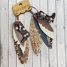 Load image into Gallery viewer, Randans fringe hoop earrings- denim boots pearls *read entire description prior to ordering*
