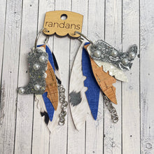 Load image into Gallery viewer, Randans fringe hoop earrings- cow print *read entire description prior to ordering*
