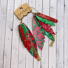 Load image into Gallery viewer, Randans fringe hoop earrings- plaid and poinsettias *read entire description prior to ordering*
