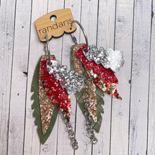 Load image into Gallery viewer, Randans fringe hoop earrings- christmas tree *read entire description prior to ordering*
