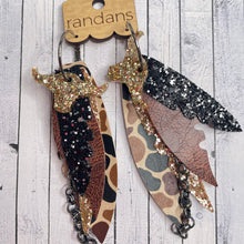 Load image into Gallery viewer, Randans fringe hoop earrings- camo *read entire description prior to ordering*
