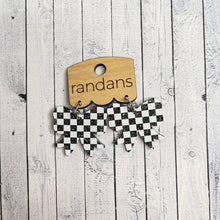Load image into Gallery viewer, Randans resin/acrylic/wood dangle earrings- mini bows- leave color note at checkout
