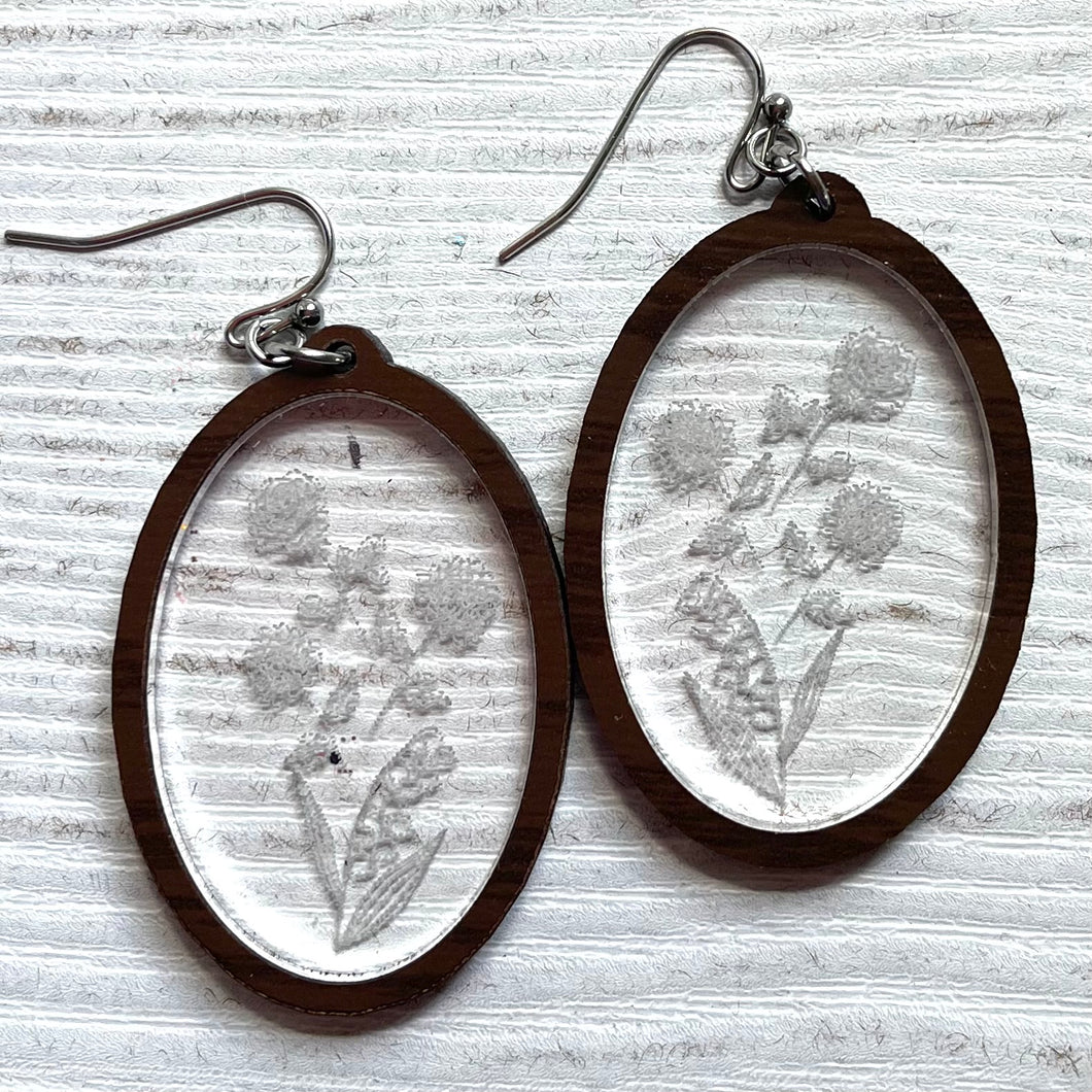 Mother’s Day arrangement- birth month flower acrylic framed earrings
