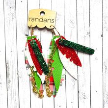 Load image into Gallery viewer, Randans fringe hoop earrings- plaid and poinsettias *read entire description prior to ordering*
