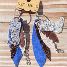 Load image into Gallery viewer, Randans fringe hoop earrings- denim boots pearls *read entire description prior to ordering*
