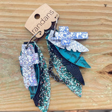 Load image into Gallery viewer, Randans fringe hoop earrings- shades of turquoise *read entire description prior to ordering*
