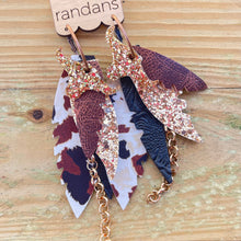 Load image into Gallery viewer, Randans fringe hoop earrings- cow print *read entire description prior to ordering*
