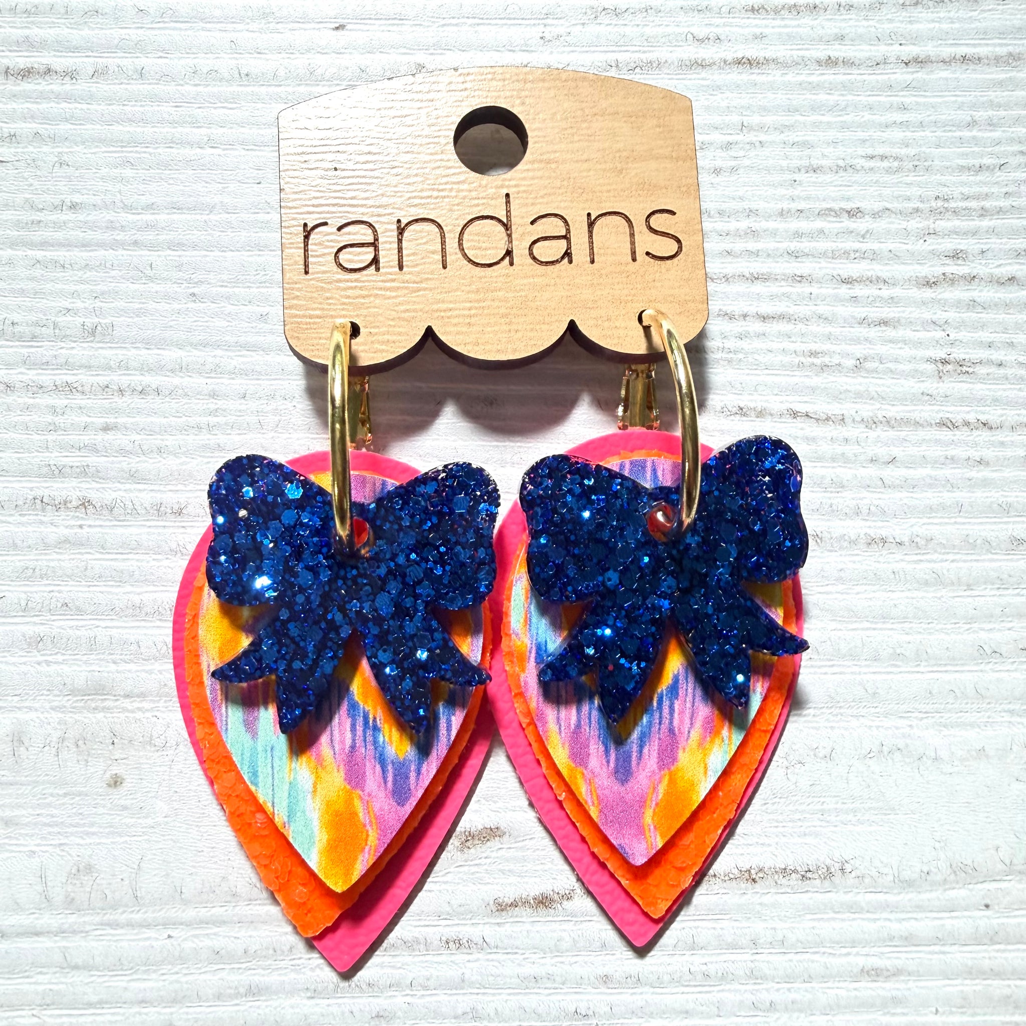 Randans Hot Pink Disco Glitter Feather & Lightning Bolt Earrings Hot Pink Lightning Bolt Earrings - Etsy main image 2