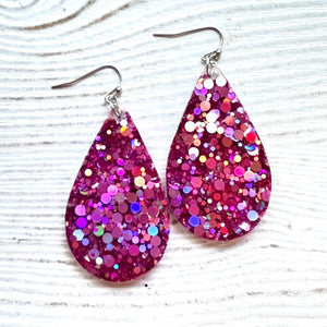 Randans Frameless Dangle Teardrops- pink, red