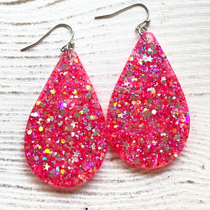 Randans Frameless Dangle Teardrops- pink, red