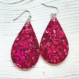 Randans Frameless Dangle Teardrops- pink, red