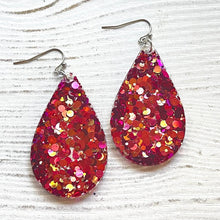 Load image into Gallery viewer, Randans Frameless Dangle Teardrops- pink, red

