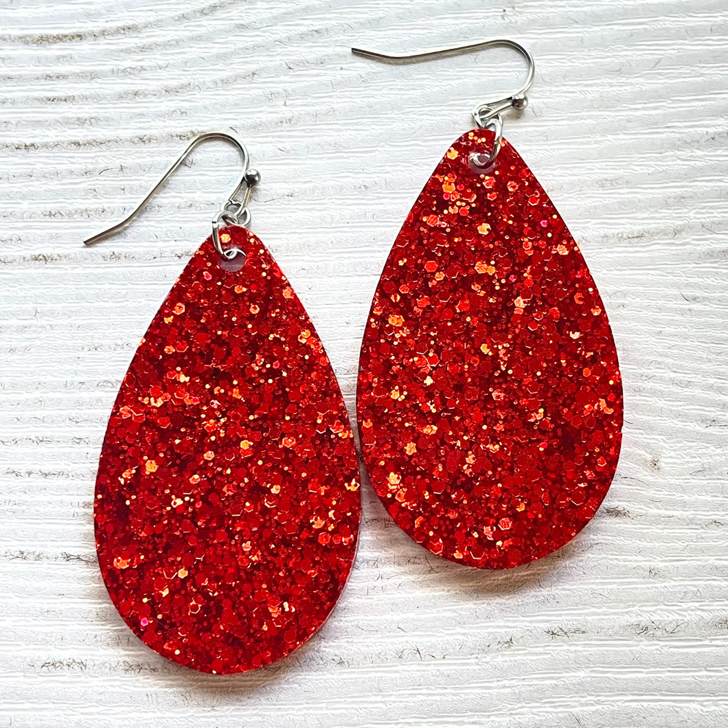 Randans Frameless Dangle Teardrops- pink, red