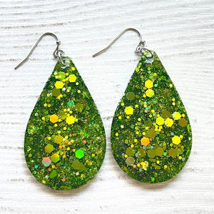 Randans Frameless Dangle Teardrops- green