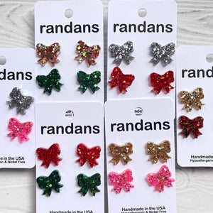 Bow earrings- dangles and studs- custom colors