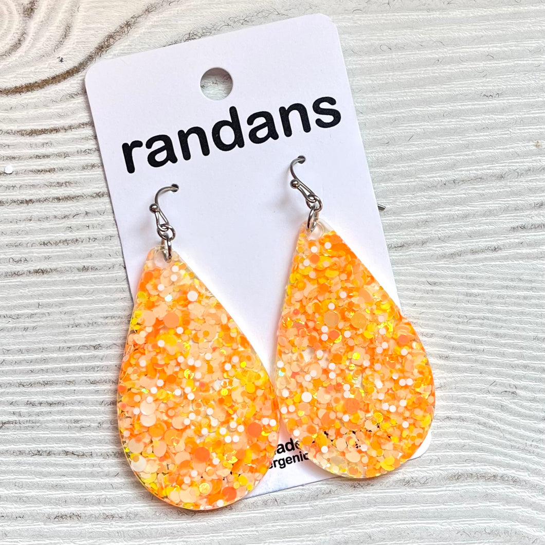 Candy corn dots teardrop dangle earrings