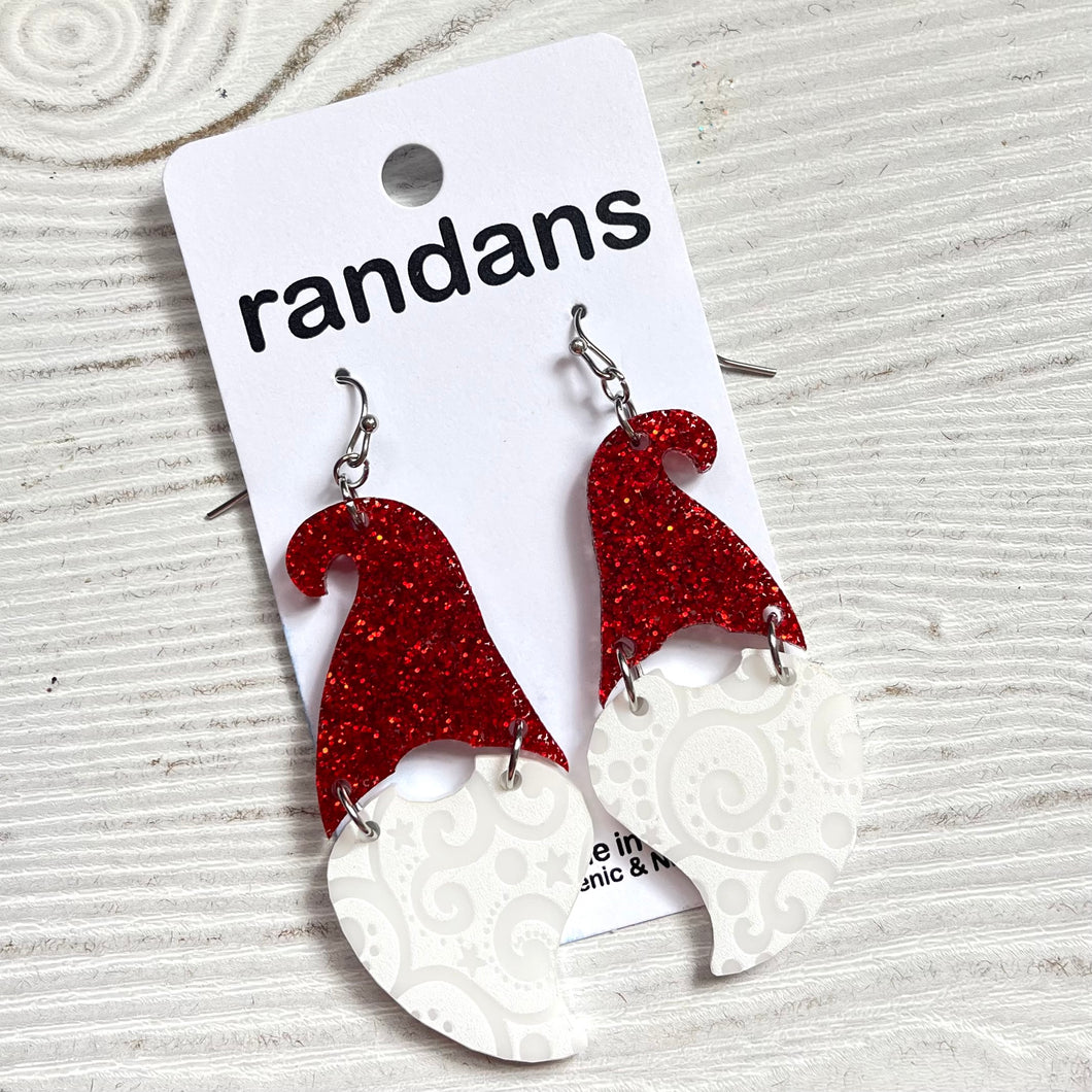 Santa Gnome -Christmas shapes- dangle earrings