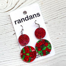 Load image into Gallery viewer, Tiered circles -Christmas shapes- dangle earrings
