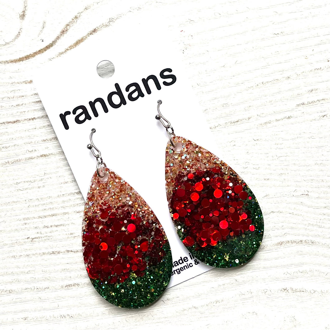Vintage Christmas ombre teardrop dangle earrings