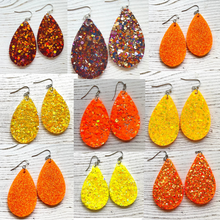 Load image into Gallery viewer, Randans Frameless Dangle Teardrops- orange, yellow
