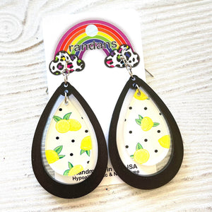 Tiered Little Lemons Teardrop Hoop Earrings