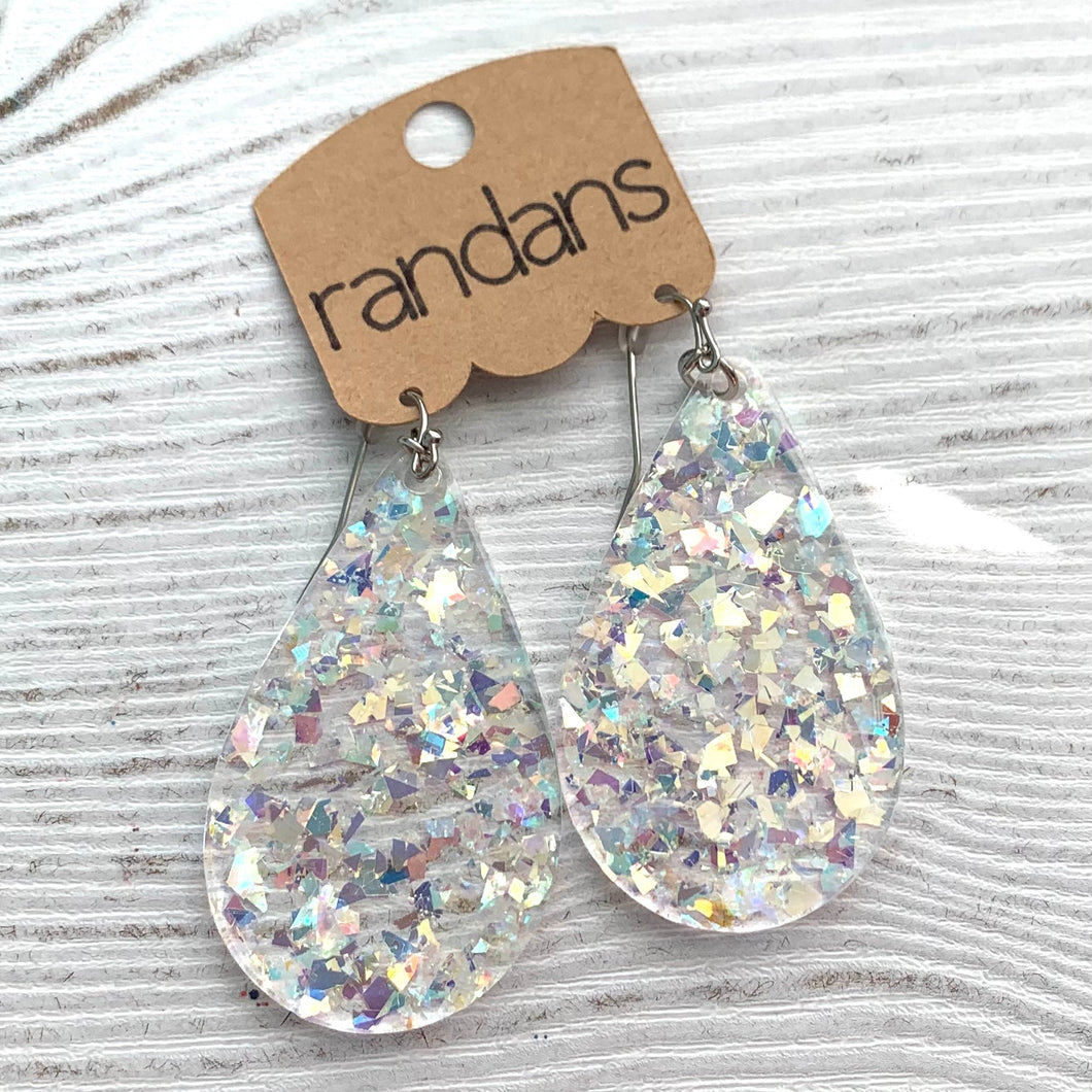 Randans Large Frameless Dangles- Seaglass Silver