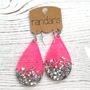 Randans Large Frameless Dangles- Dipped Pink/Silver