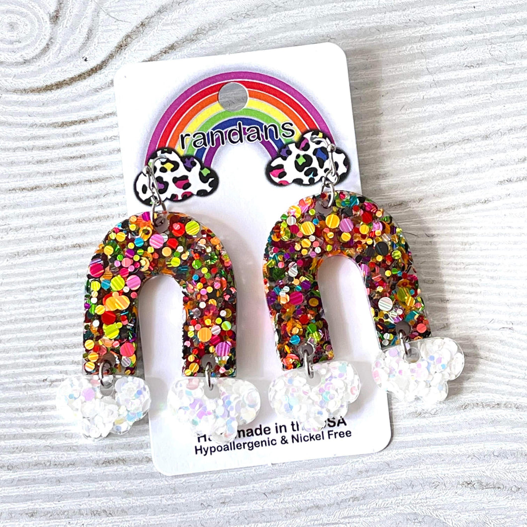 Tiered Rainbow Frameless Dangle Earrings