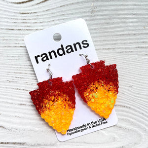 Randans dangle earrings- custom team color glitter dangles